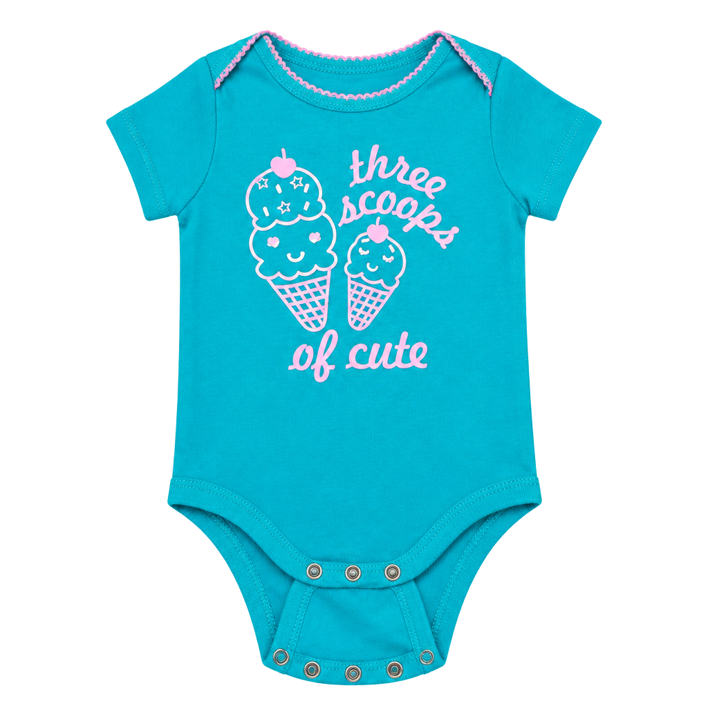 Member's Mark Baby Favorite Bodysuit Size 6/9m Turquoise Ice Cream Graphic 1