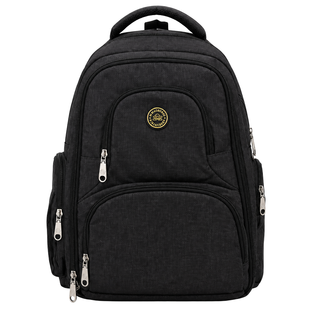 Qimiaobaby Diaper Bag Backpack Black Multi-Pocket 1