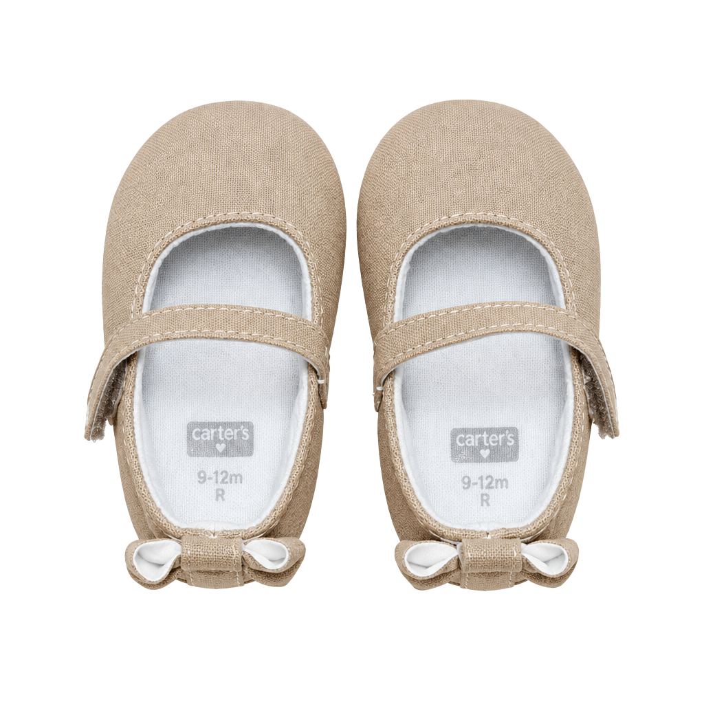 Carter's Mary Jane Shoes Size 0-3m Tan Bow Pre-Walker 1