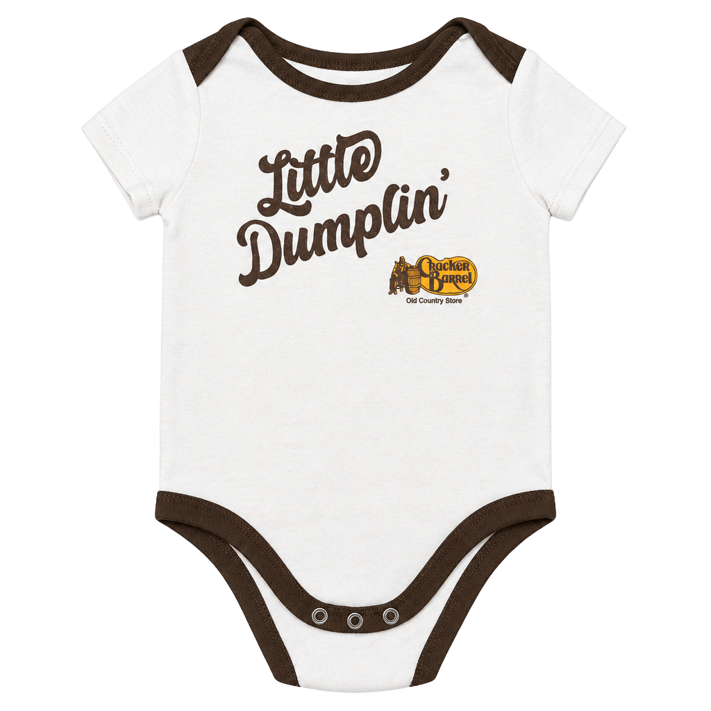 Cracker Barrel Little Dumplin Bodysuit Size 9m Cream Brown 1