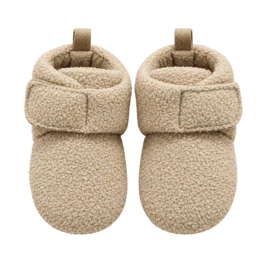 Lullaby Lane Fleece Baby Booties Size 3 (6-9M) Tan 1