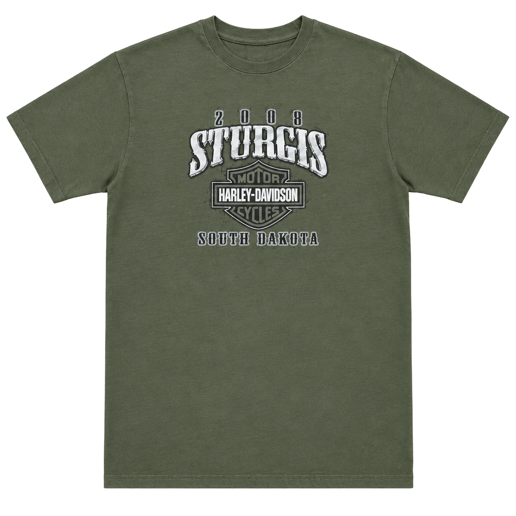 Harley-Davidson 2008 Sturgis South Dakota T-Shirt Size XL Olive Green 1