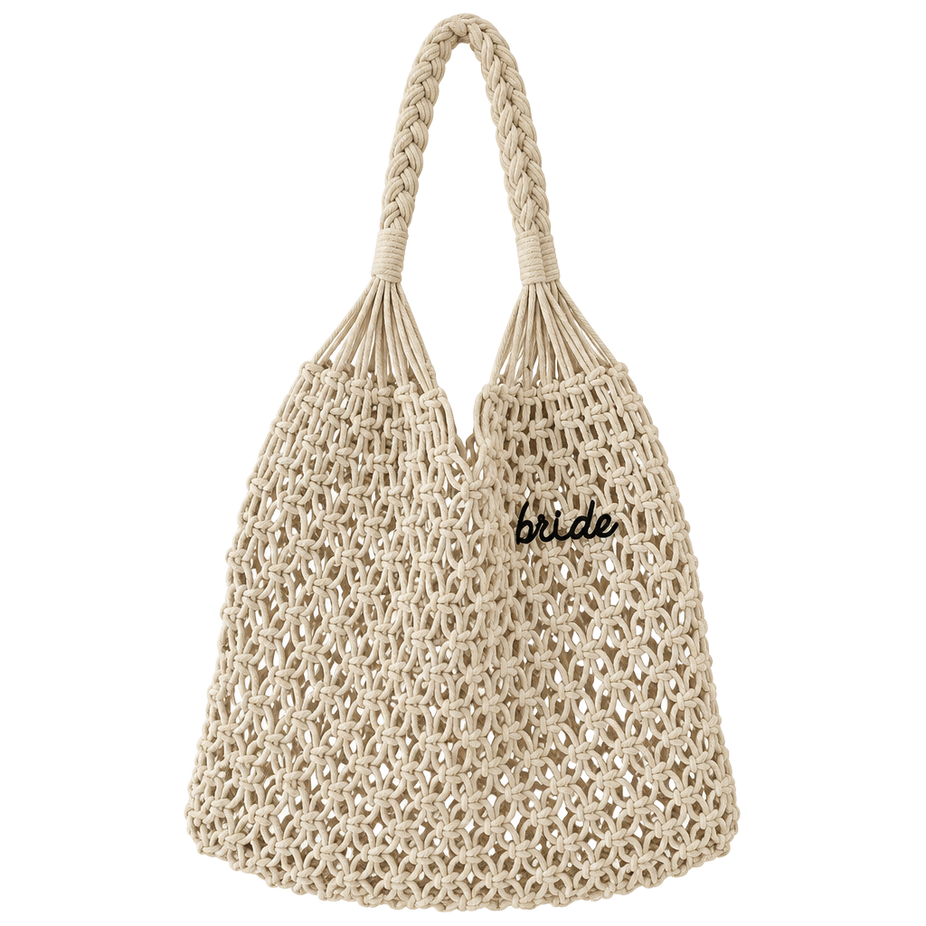 Unbranded Bride Macrame Beach Tote Bag Beige Woven Cotton Crochet 1