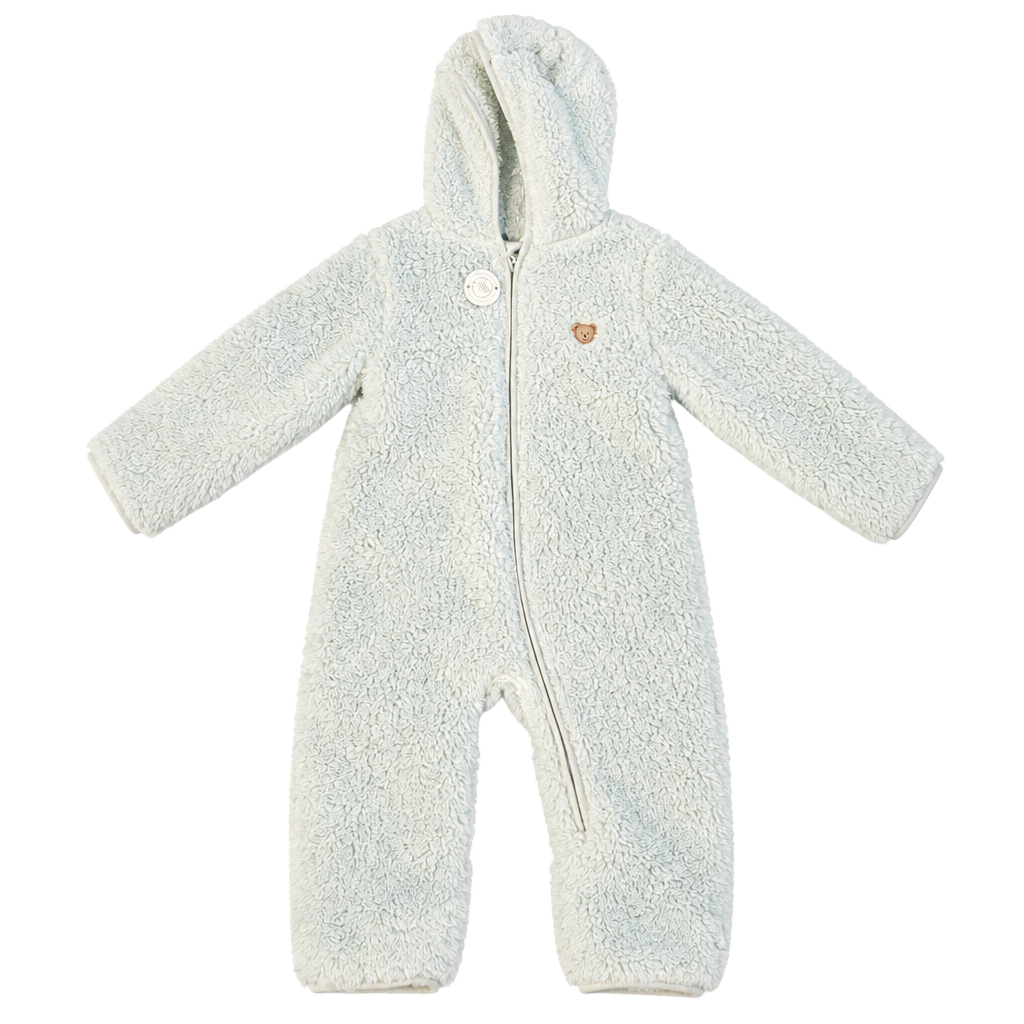 Huggies Sherpa Fleece Pramsuit Size 12M Blue Bear Ears Hooded 1