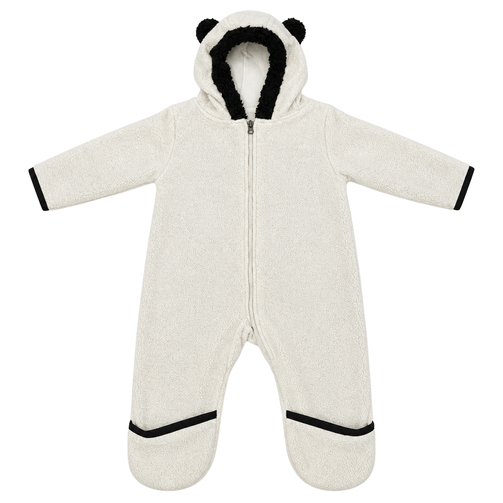 Cuddle Club Fleece Pramsuit Size 6-12 Months Gray Bear Ears Hooded 1