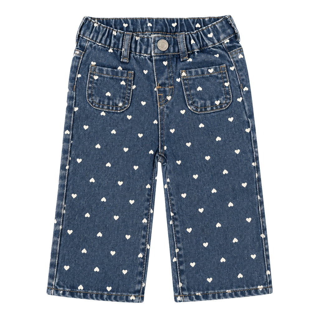 Cream/floral Flared Leg Jeans for kids 1