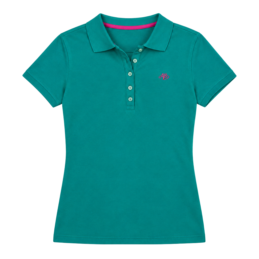 Aeropostale Teal Short Sleeve Polo with Pink Trim 1