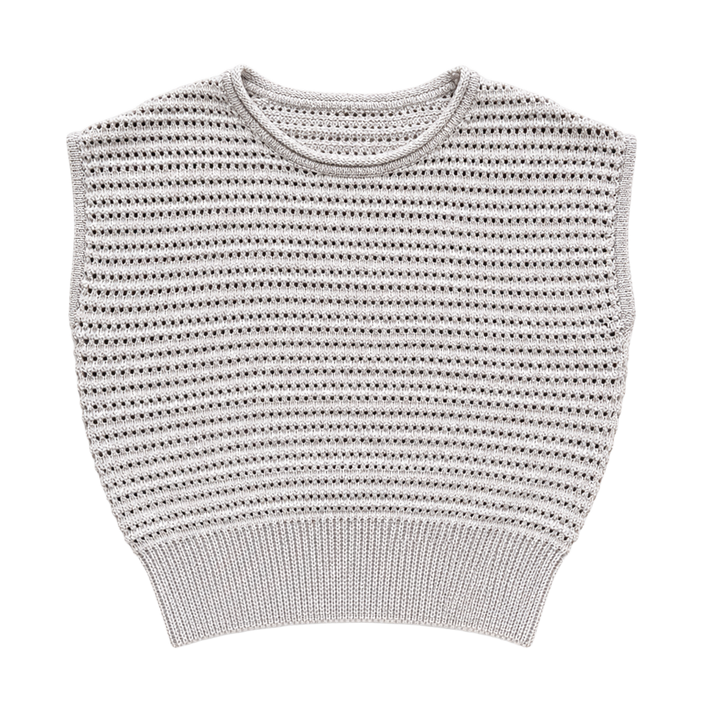 Joie Open Knit Shimmer Sequin Pullover Sweater Vest Beige Size Medium 1