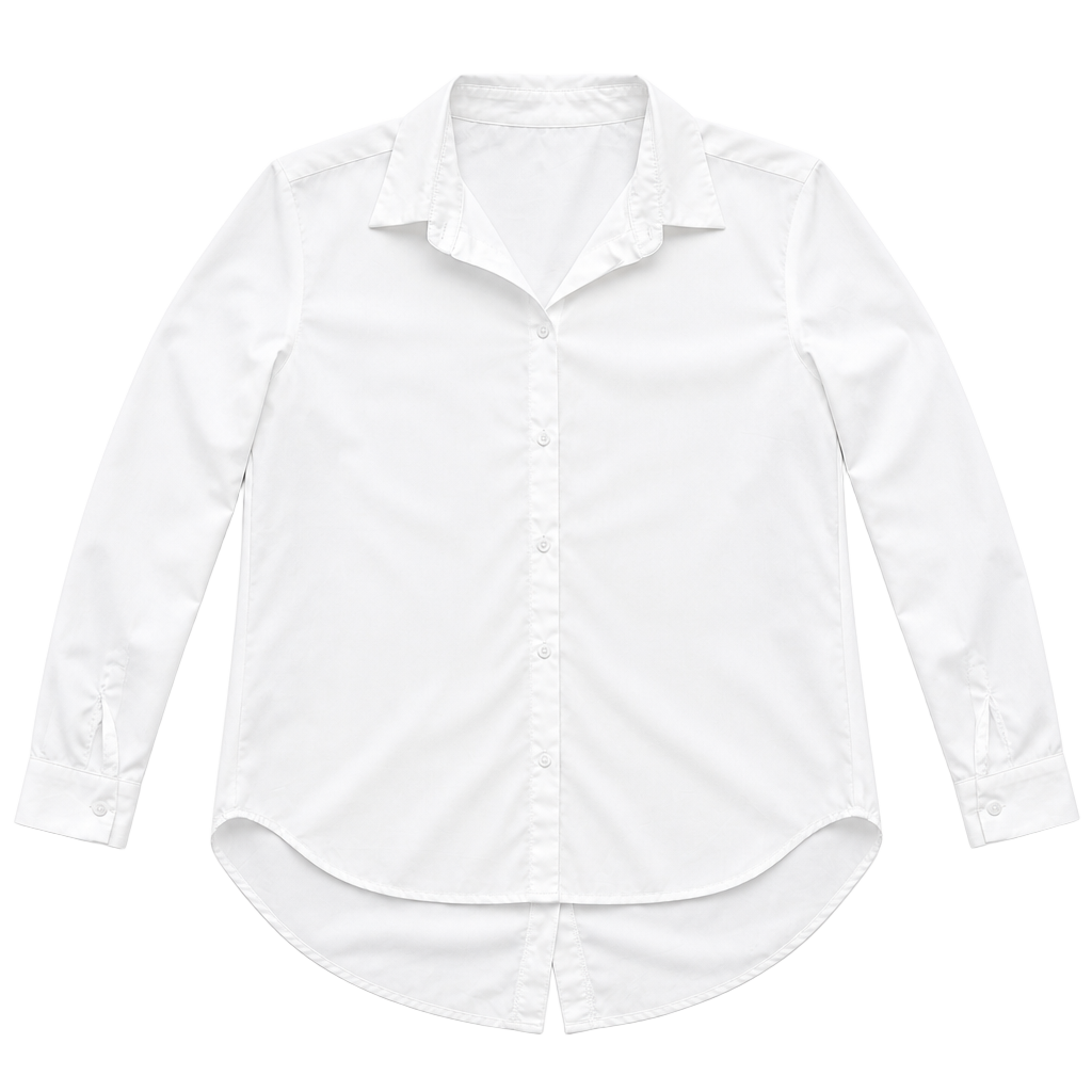 SHEIN White Button-Up Long Sleeve Shirt with Split Back Detail 1