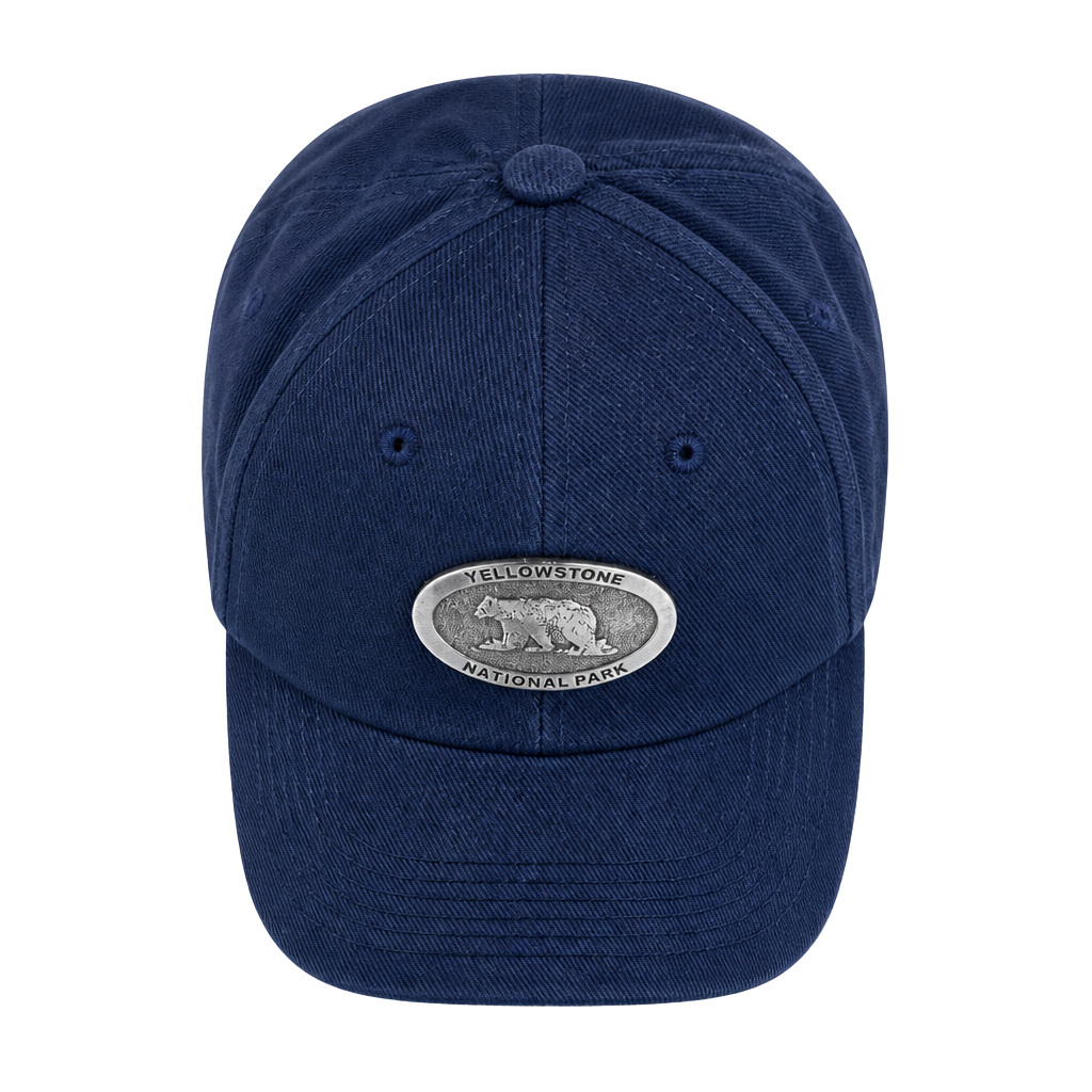 Jhats Yellowstone National Park Hat Navy Blue Bear Patch Adjustable Cap 1