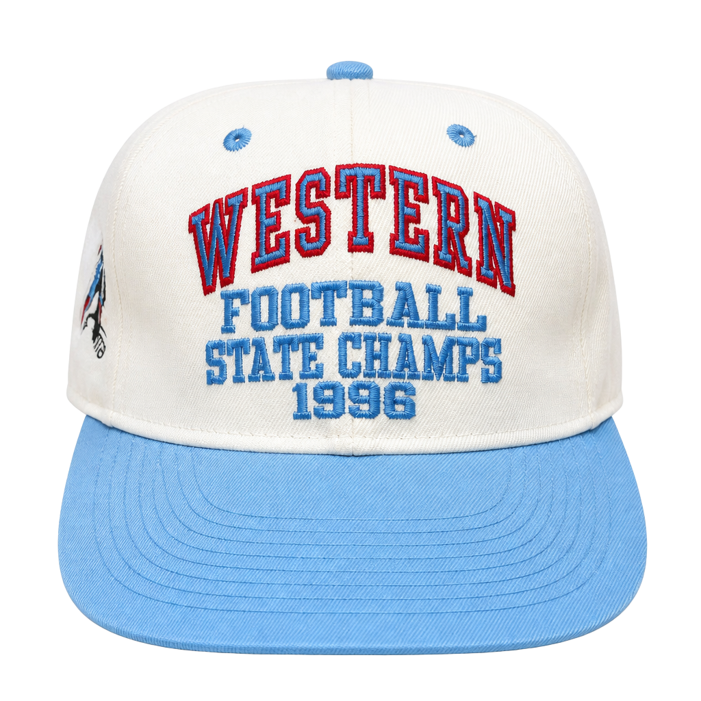 Vintage Western Warriors Michigan Football 1996 Snapback Hat Blue White 1