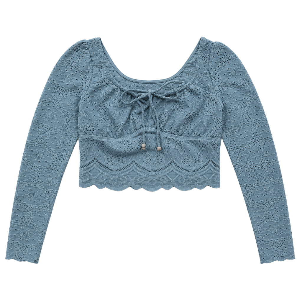 Kirious Los Angeles Long Sleeve Eyelet Crop Top 1