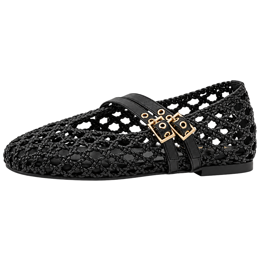 Woven Mary Jane Flat Size 10 Black 1