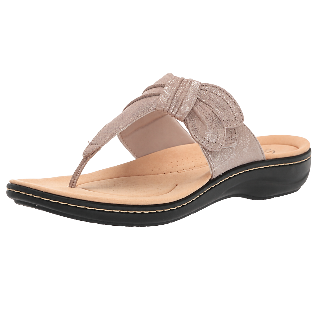 Clarks Laurieann Rae Flat Sandals Women's 12 Wide Gold Comfort Thong Shoes NIB 1