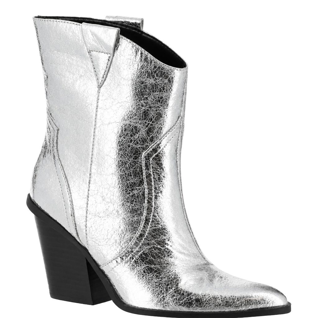 DV Dolce Vita Nazareth Silver Metallic Cracked Western Cowboy Boots size 11 NEW 1
