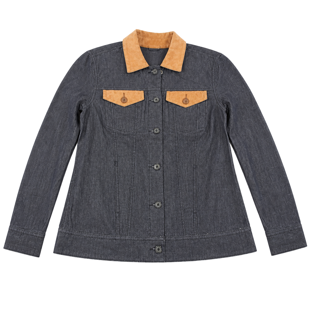 AG Adriano Goldschmied Denim Jacket with Suede Collar and Pocket Flaps Size S 1