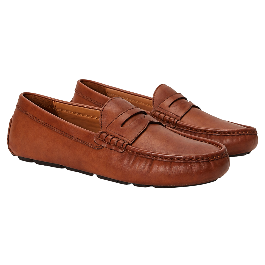 Polo Ralph Lauren Men's Brown Leather Penny Loafers Driving Shoes cognac size 10 1
