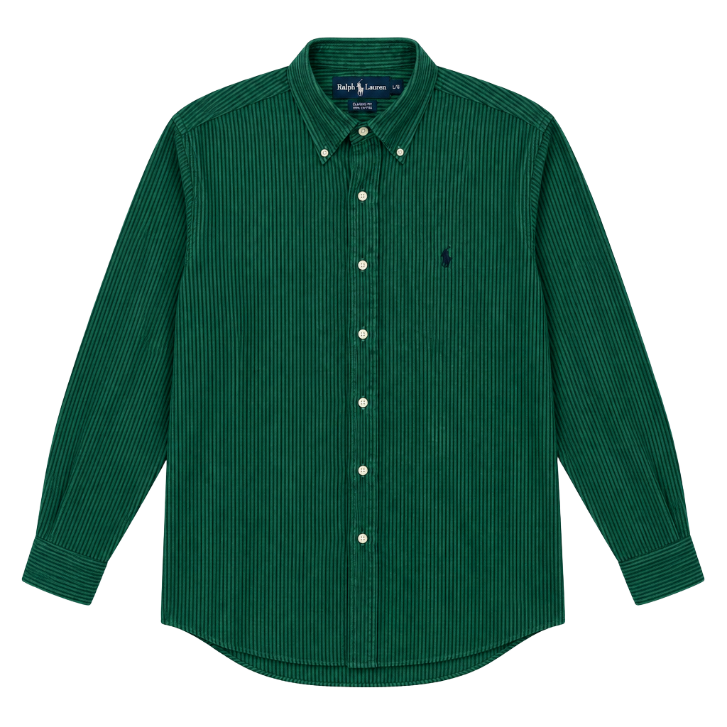 Vintage Ralph Lauren Classic Fit Fannel Long Sleeves Button Green Plaid Men- M 1
