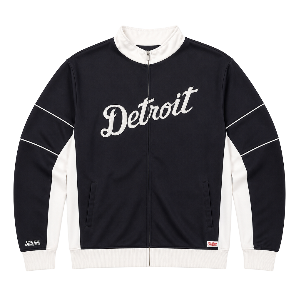 Stitches Detroit Tigers Track Jacket Size 2X-Large Navy Blue MLB Full Zip 1