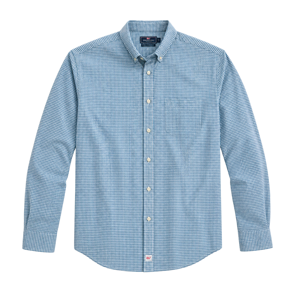 Vineyard Vines Classic Fit Murray Shirt Size XXL Blue Gingham Plaid 1