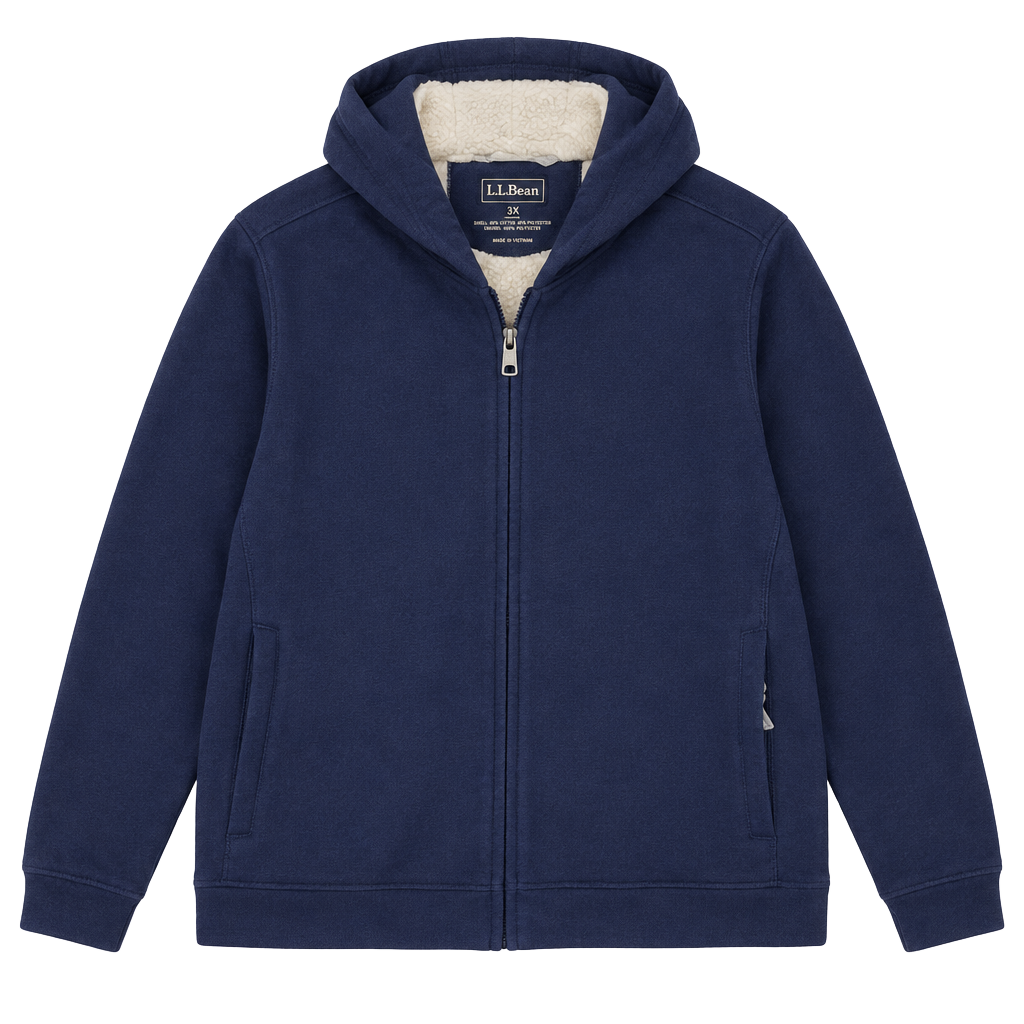 L.L. Bean Sherpa Lined Zip Hoodie Size 3X Blue Fleece 1