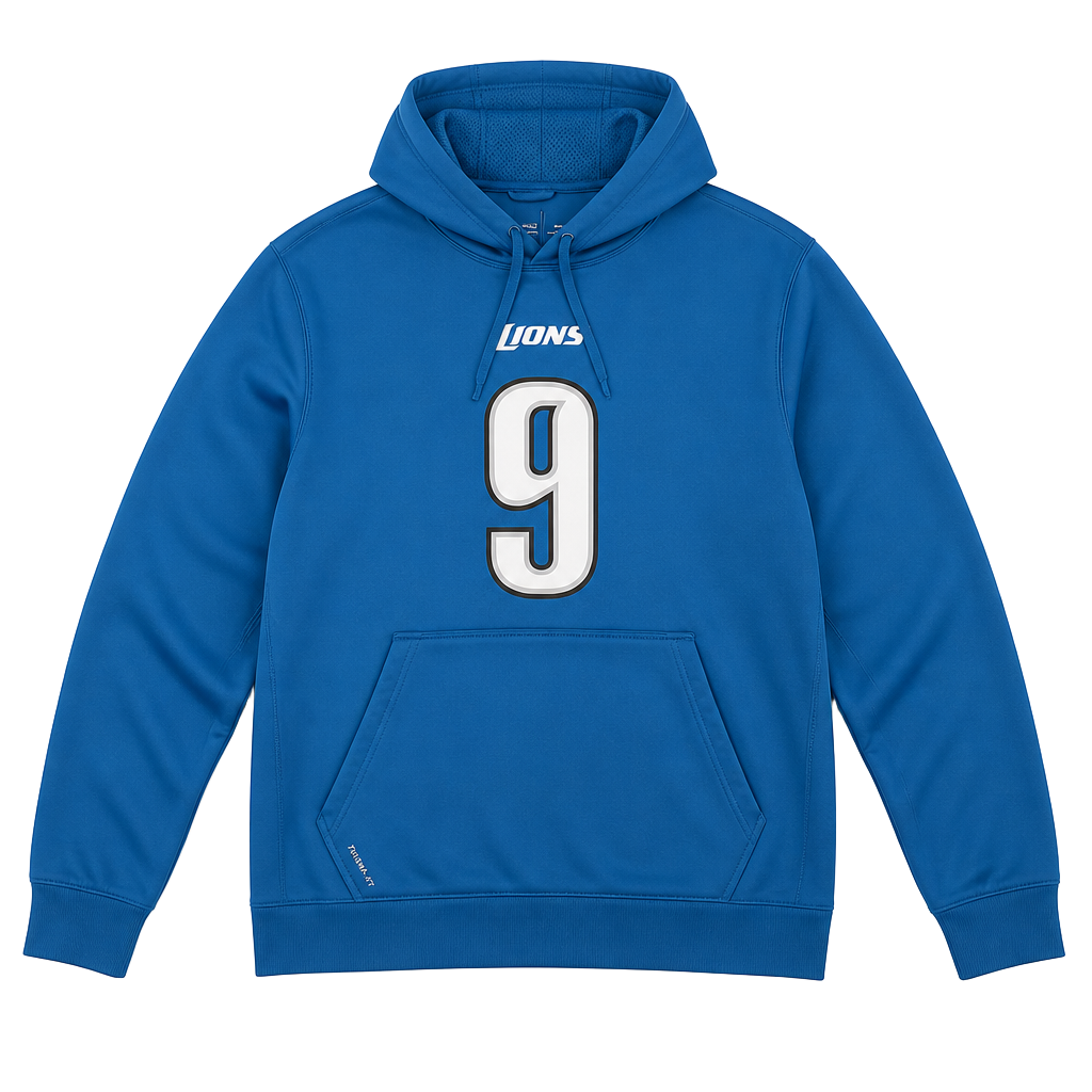 Nike Detroit Lions Matthew Stafford 9 Therma-Fit Hoodie XXL Blue 1