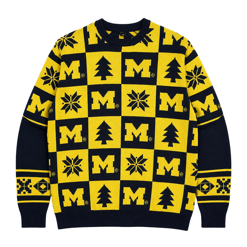 Michigan Wolverines Busy Block Snowfall Sweater Size 2XL 1