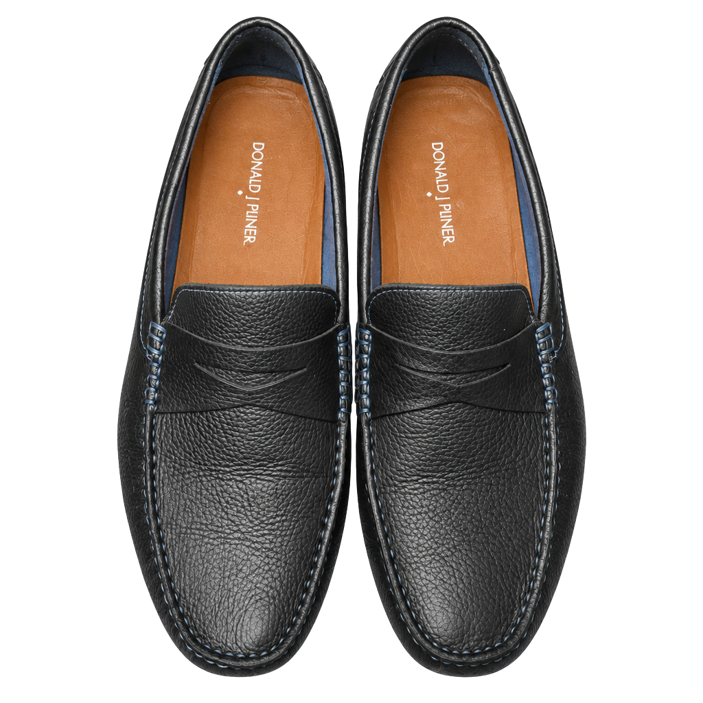 Donald J Pliner Varran Loafer Size 12M Black Leather Driving Shoes 1