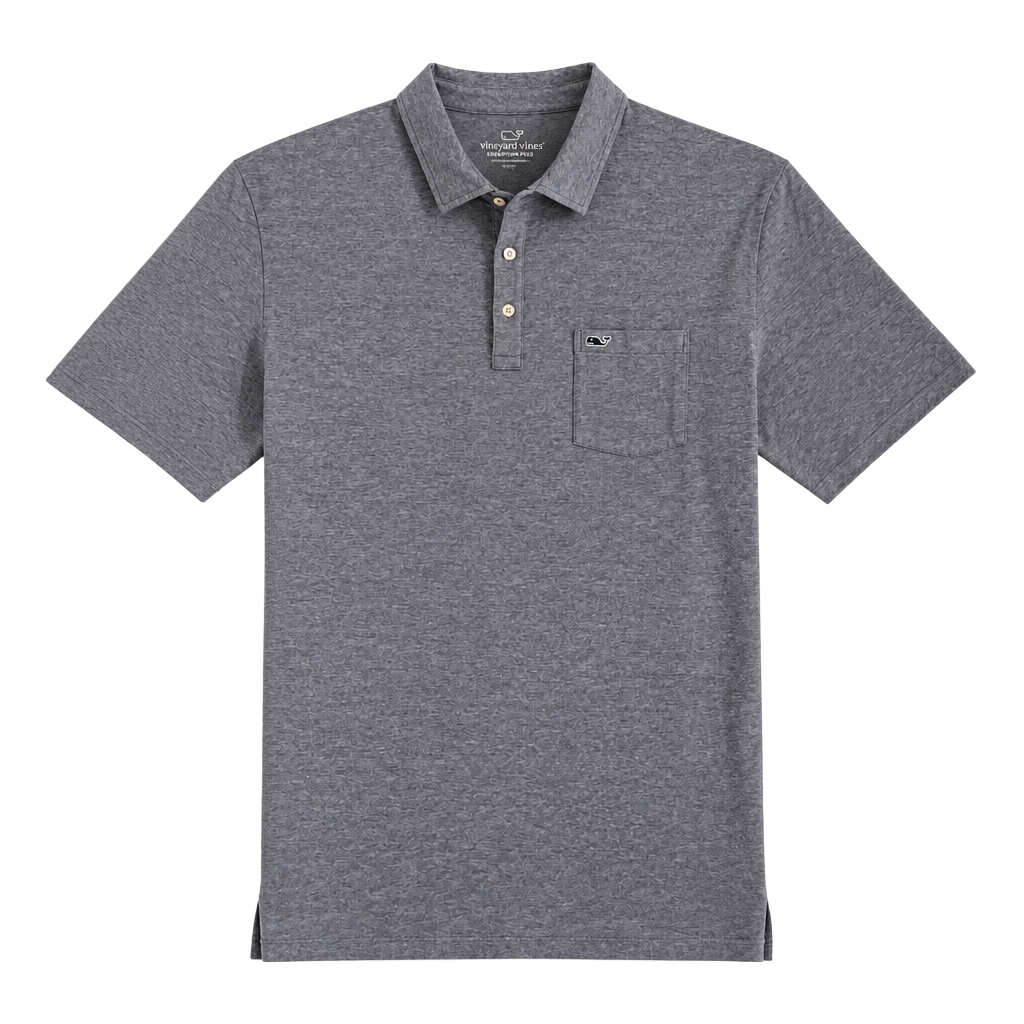 Vineyard Vines Edgartown Polo Size XXL Blue Heather Pocket Pima Cotton 1