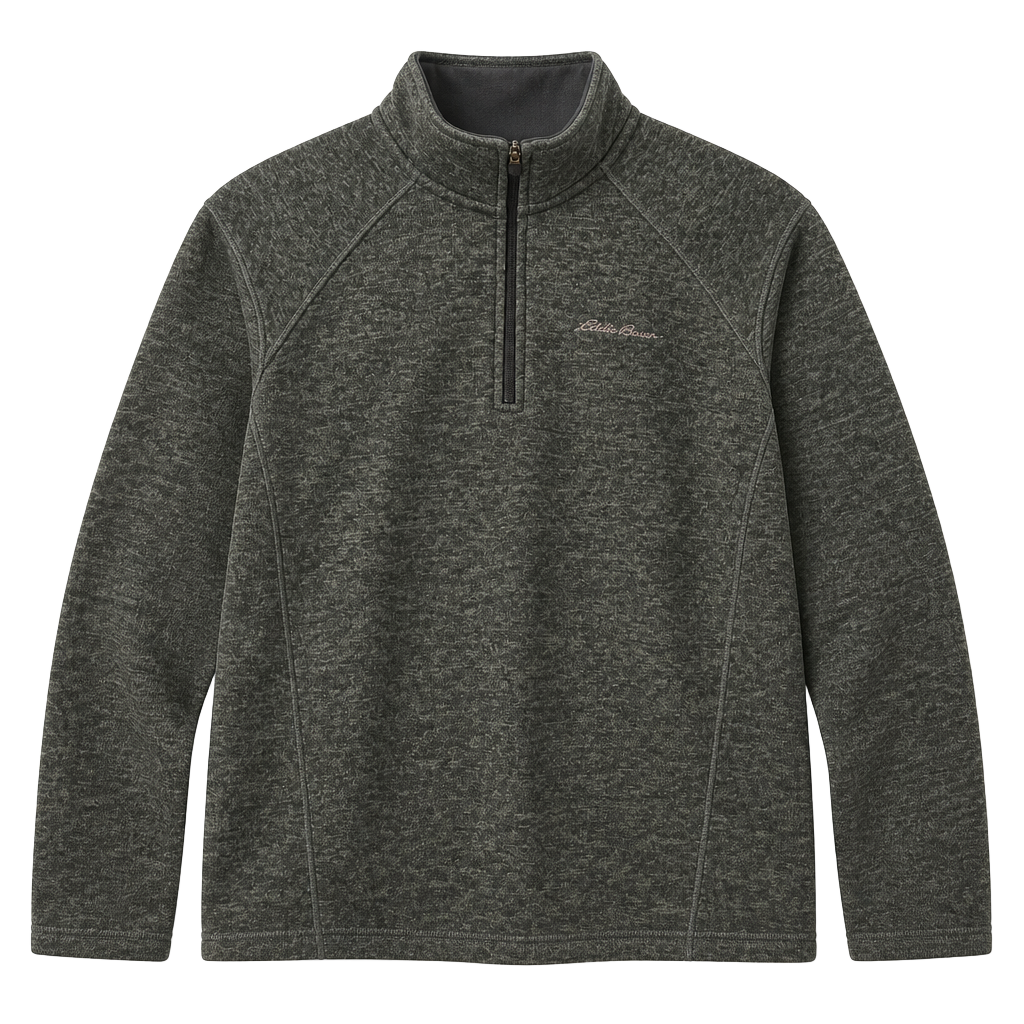 Eddie Bauer Fleece Quarter-Zip Pullover Size XL Green Heather 1