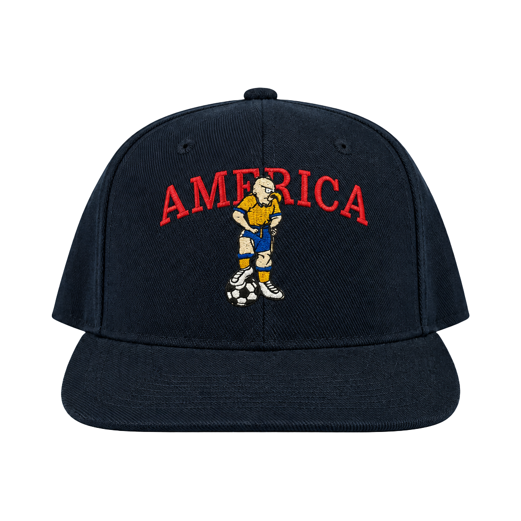 Vintage Club America Soccer Mascot Embroidered Snapback Hat Navy Blue 1