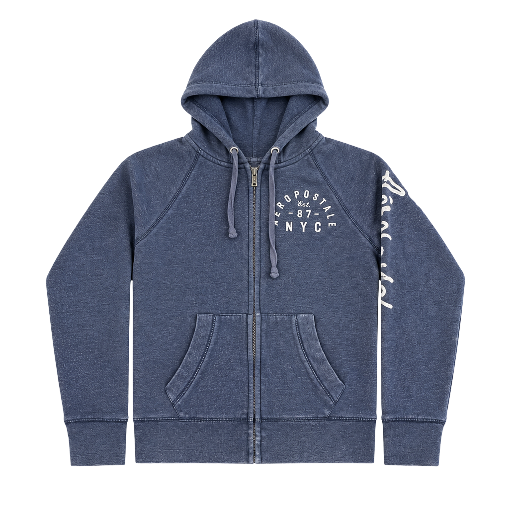 Aeropostale Zip Up Hoodie Size M Blue Full Zip Sweatshirt 1