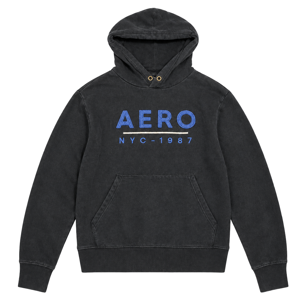 Aeropostale Hoodie Black Blue Logo Sweatshirt 1