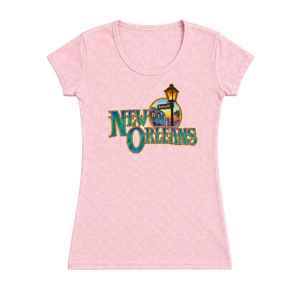 Casual New Orleans Bourbon St Graphic T-Shirt Size M Pink Short Sleeve 1