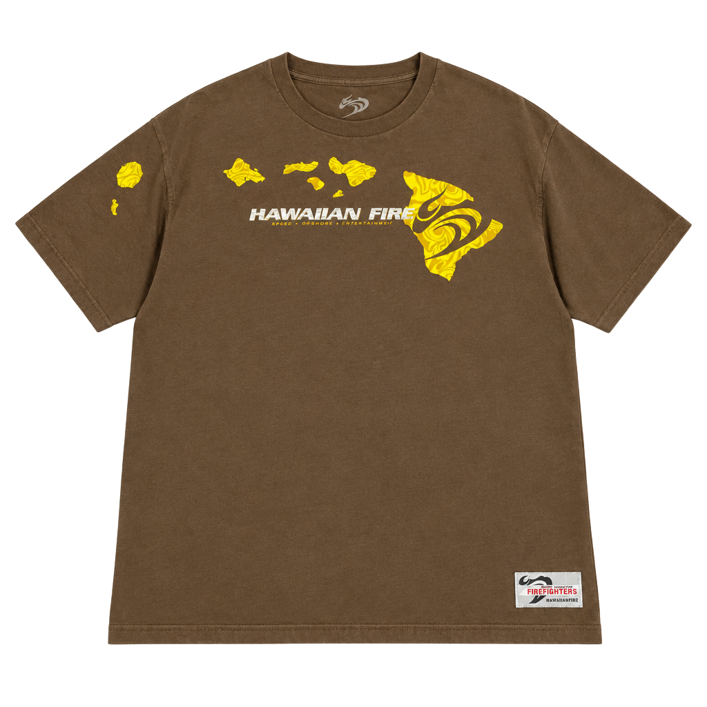 Hawaiian Fire T-Shirt Size XXL Brown Hawaii Tribal Graphic 1