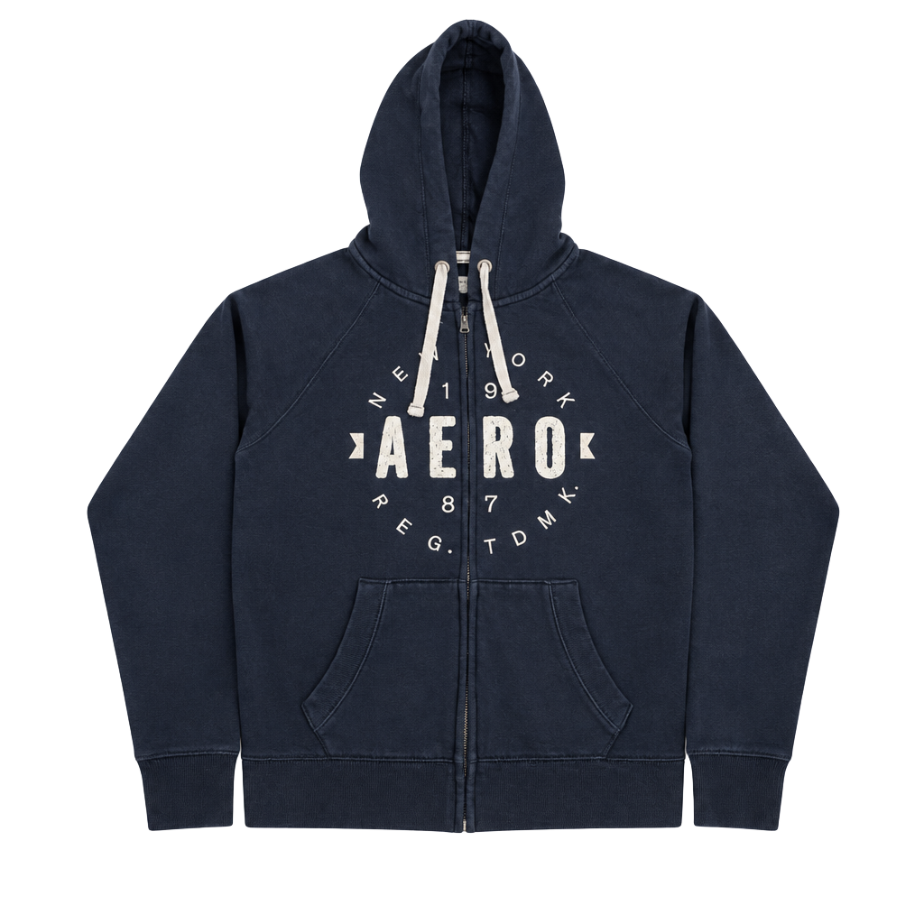 Aeropostale Full Zip Hoodie Size L Black Graphic Logo Sweatshirt 1