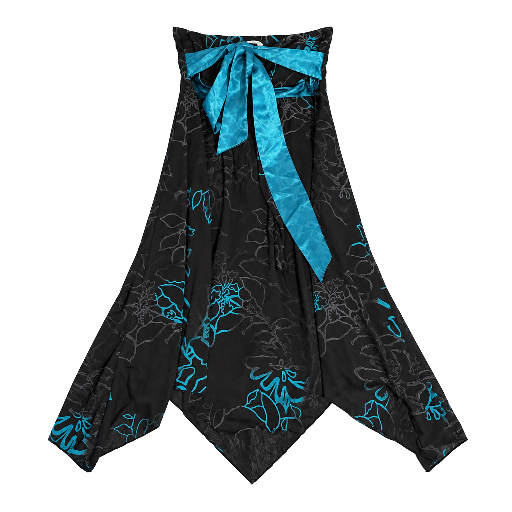 Speechless Dress Size M Black Blue Floral Tube Midi 1