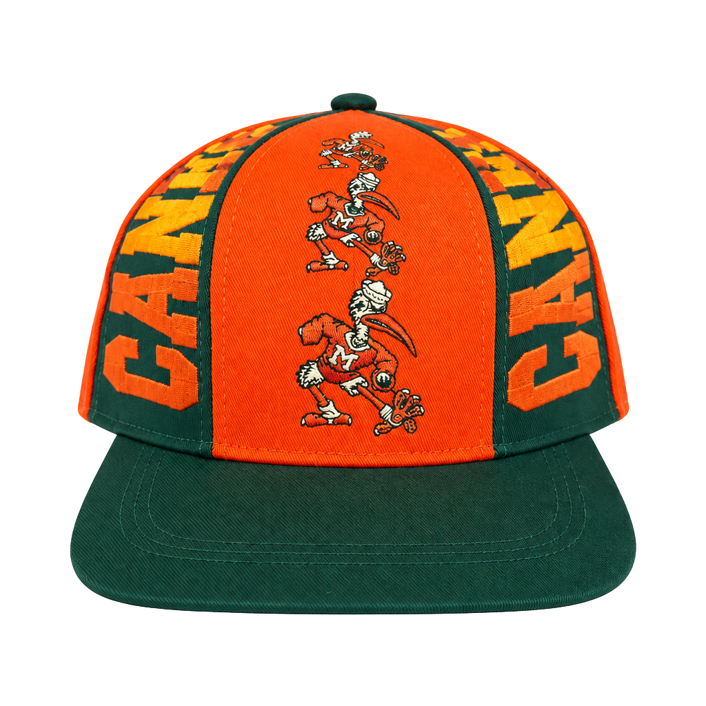 US College Miami Hurricanes Snapback Hat Vintage Orange Green 1