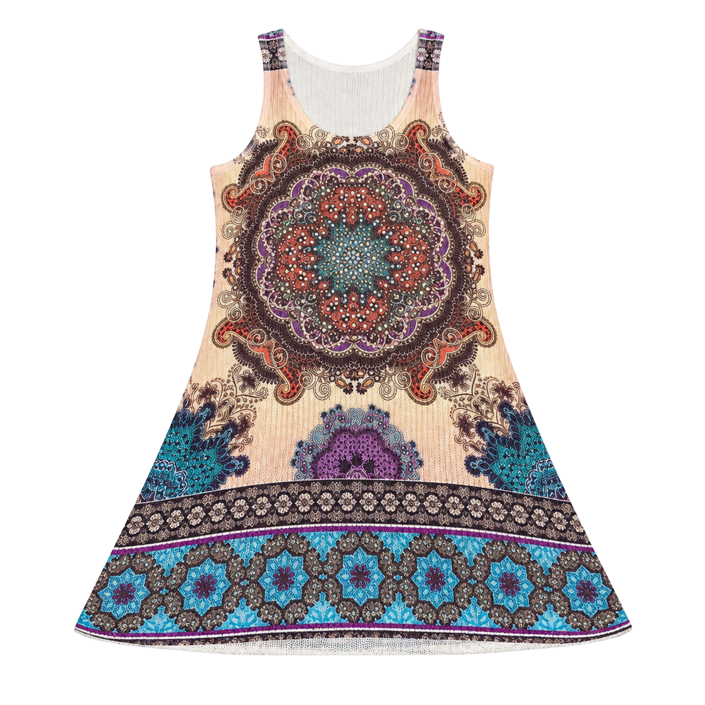 Vocal Boho Paisley Mandala Print Knit Tank Top Dress 1