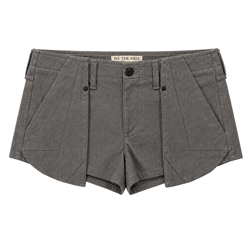 We The Free Shorts Size 6 Charcoal Combo Faux Leather Micro Cargo NWT 1