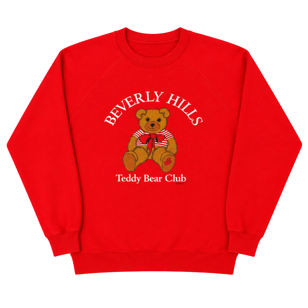 Vintage 90’s Beverly Hills “Teddy Bear Club” Red Sweatshirt Women’s Medium 1