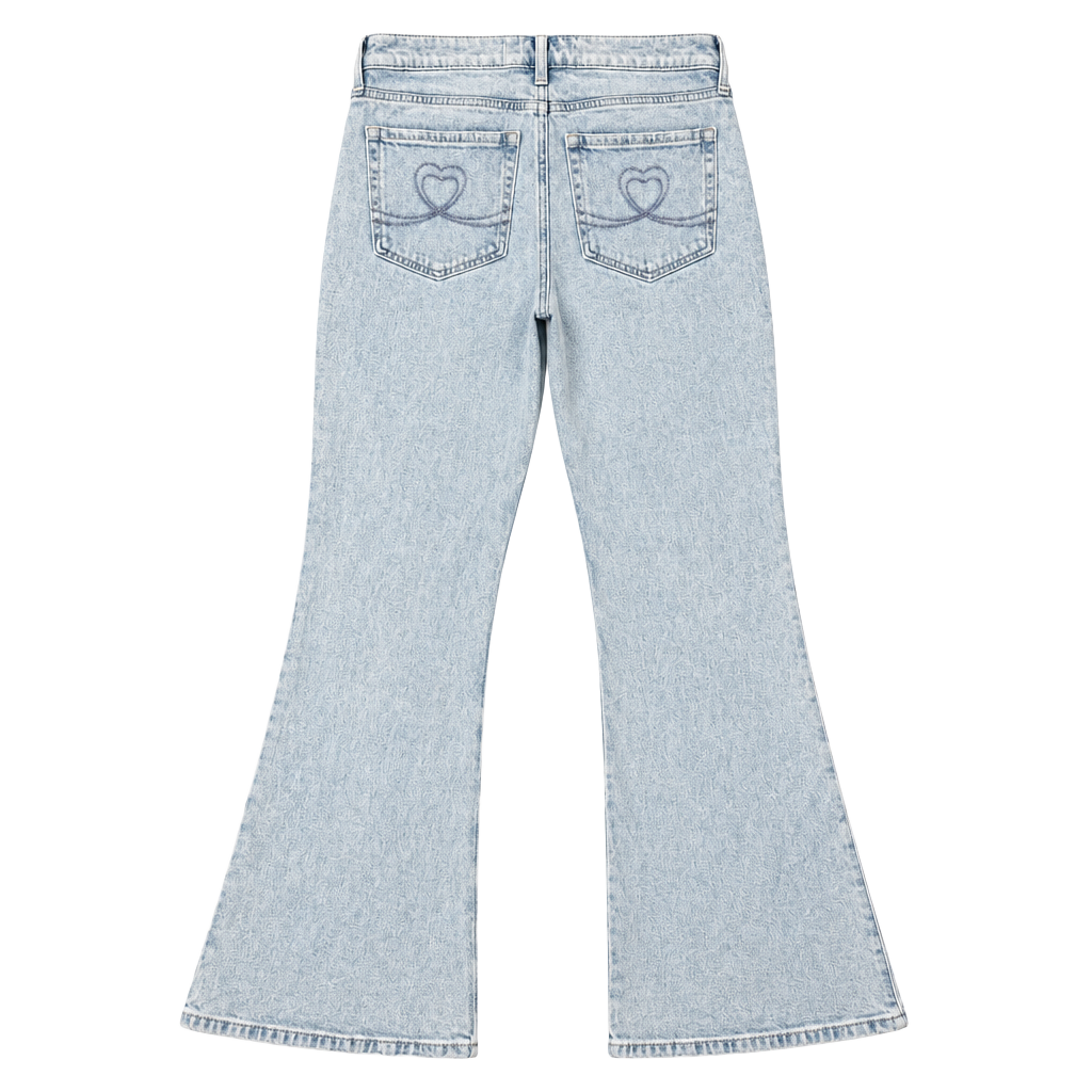 Hollister High-Rise Flare Jeans Light Wash Heart Embroidered Size 8R W29 1