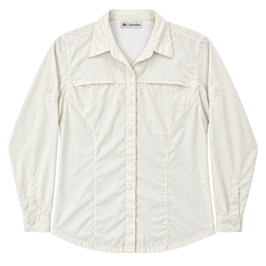 Columbia Titanium Women's Long Sleeve Hiking Shirt Size S Ivory White Vented 1