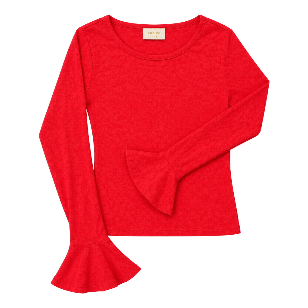 Maeve by Anthropologie Bell Sleeve Long Sleeve Top Size M Red New with Tags 1