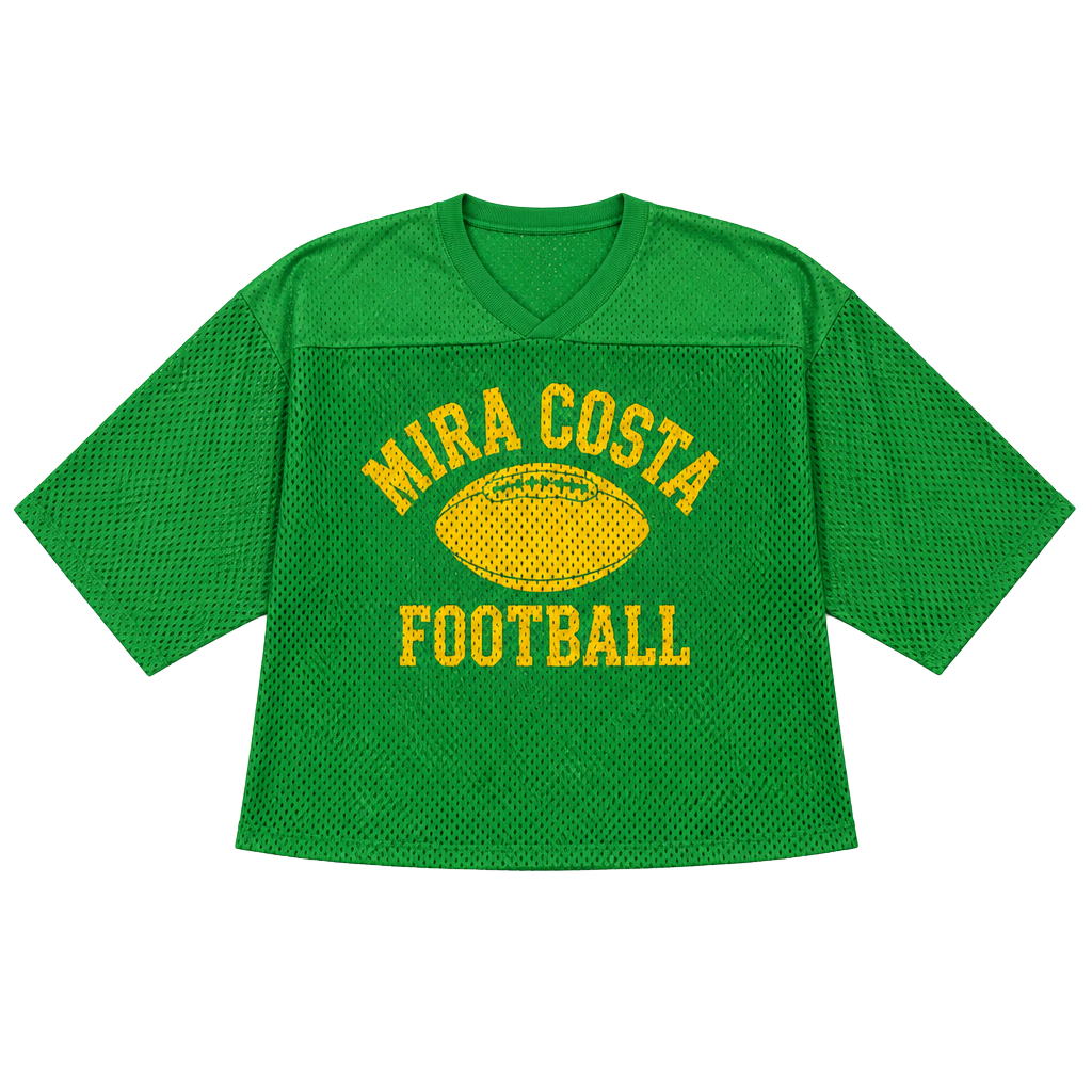 True Vintage 70’s Goodman's Los Angeles Mira Costa Football Green Mesh Jersey XL 1