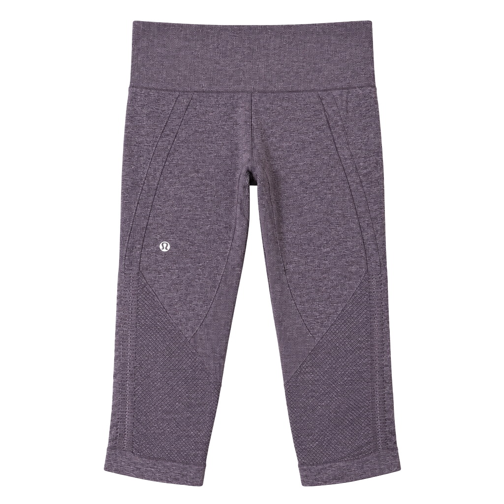 Lululemon In The Flow Crop Ruched Ribbed Seamless Leggings Purple Size 4 1