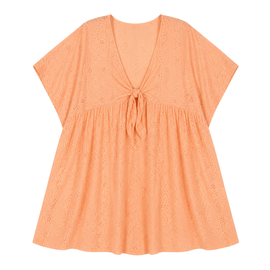 Young Fabulous & Broke Peach Eyelet Tie-Front Cover-Up Dress Size S 1