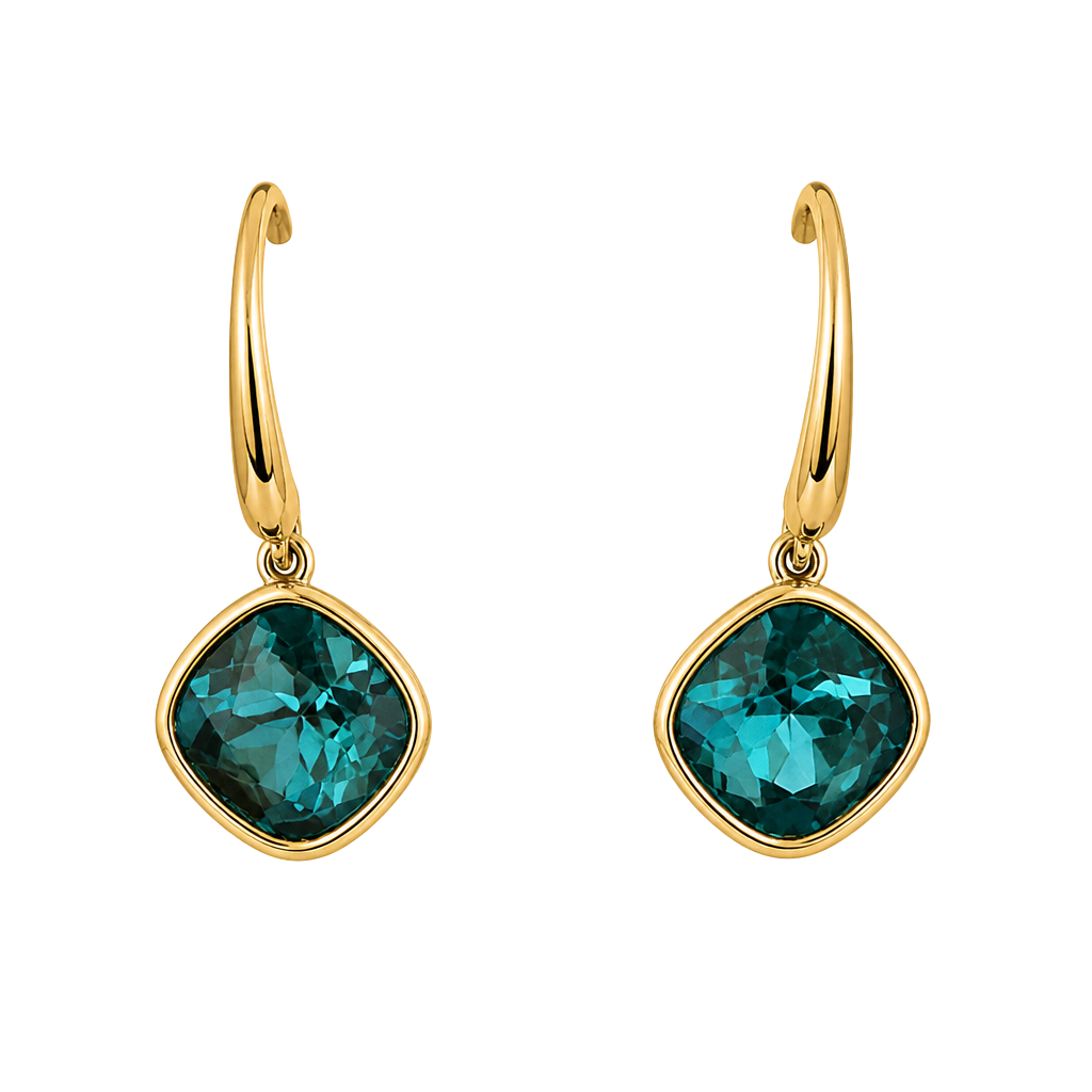 Kenneth Lane Teal Cushion Cut Leverback Earrings 1
