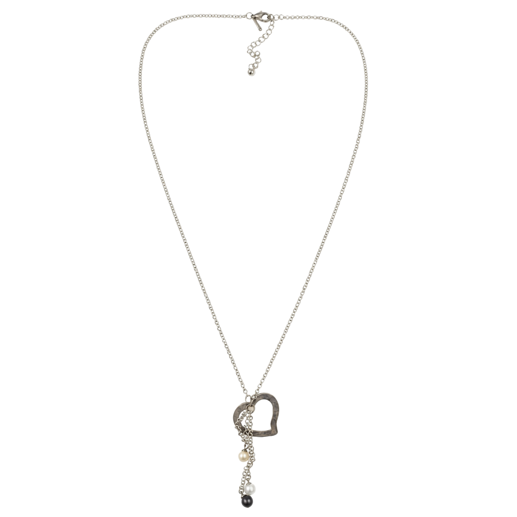Vantel Pearls Open Heart Pendant Necklace with Multicolored Pearls 1