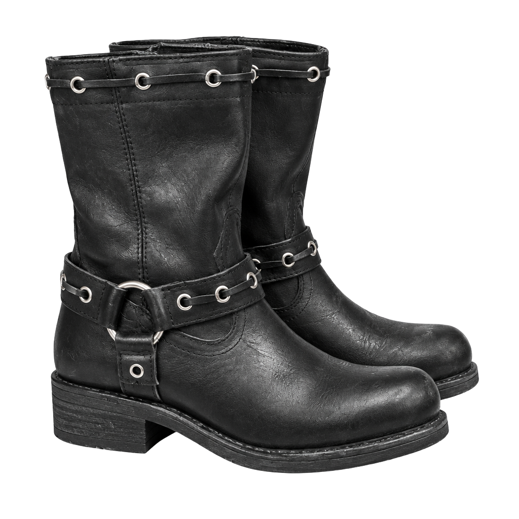 Harley Davidson Black Leather Harness Biker Boots 1